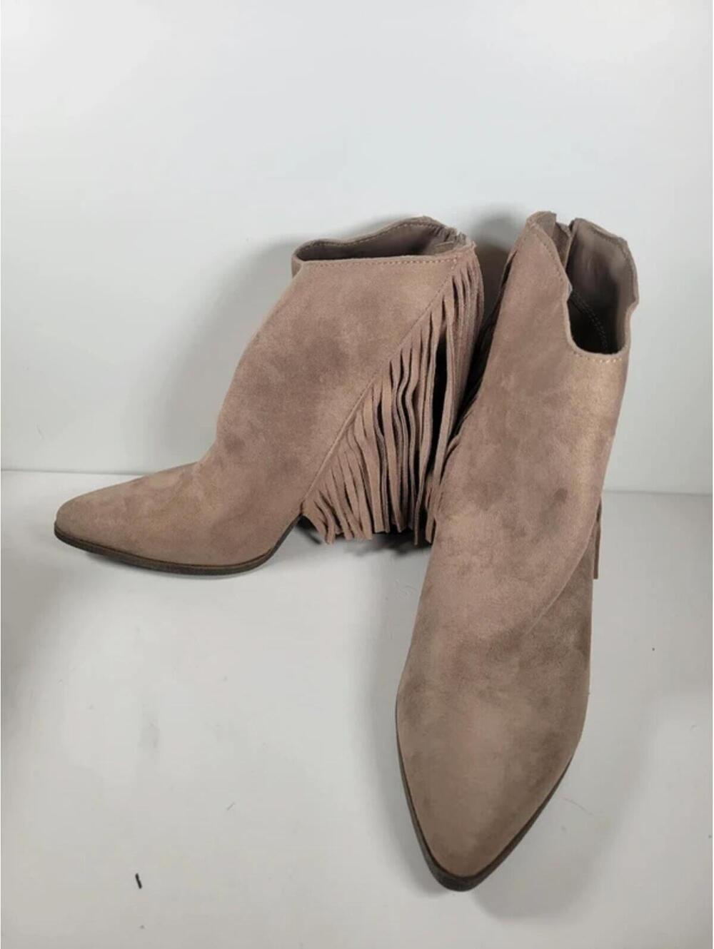 Candie's® Women's Boho Fringe Heeled Ankle Boots Size 8.5 Medium.